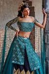Shop_Shweta Aggarwal_Green Organza And Pure Raw Silk Cutdana, Bead & Sequin Embroidered Lehenga Set _Online_at_Aza_Fashions