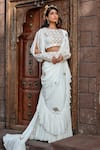 Buy_Shweta Aggarwal_White Upada Silk And Georgette Thread & Cutdana Embroidered Blouse & Sharara Set _at_Aza_Fashions