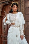 Buy_Shweta Aggarwal_White Upada Silk And Georgette Thread & Cutdana Embroidered Blouse & Sharara Set _Online_at_Aza_Fashions