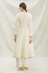Shop_Divya Kanakia_White Cotton Floral, Geometric, Pearl, Sequin V Embroidered Angrakha Kurta Set _at_Aza_Fashions