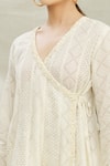 Shop_Divya Kanakia_White Cotton Floral, Geometric, Pearl, Sequin V Embroidered Angrakha Kurta Set _Online_at_Aza_Fashions