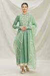 Buy_Divya Kanakia_Green Organza Floral Motifs, Zardozi Round Embroidered Anarkali With Dupatta _at_Aza_Fashions