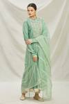 Buy_Divya Kanakia_Green Organza Floral Motifs, Zardozi Round Embroidered Anarkali With Dupatta _Online_at_Aza_Fashions