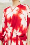 Divya Kanakia_White Pure Modal Satin Clamp Dye Print Kaftan_at_Aza_Fashions