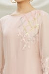 Shop_Divya Kanakia_Pink Organza Pearl, Sequin Round Neck Embroidered Kurta And Pant Set _Online_at_Aza_Fashions