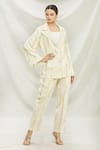 Buy_Divya Kanakia_White Cotton Sequins Notchel Lapel Collar Embellished Kurta And Pant Set _at_Aza_Fashions