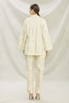 Shop_Divya Kanakia_White Cotton Sequins Notchel Lapel Collar Embellished Kurta And Pant Set _at_Aza_Fashions