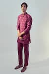 Buy_Drishti & Zahabia_Purple Kurta And Pant Chanderi  Bundi Modal Printed Digital & Set _at_Aza_Fashions