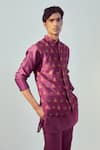 Drishti & Zahabia_Purple Kurta And Pant Chanderi  Bundi Modal Printed Digital & Set _Online_at_Aza_Fashions