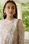 Buy Pink Linen Printed Floral Motifs Boat Neck Jumpsuit With Detachable Dupatta For Women by