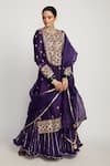 Buy_Pink City by Sarika_Purple Silk Chanderi Embroidery Sequin And Thread Kurta Sharara Set _at_Aza_Fashions