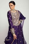 Pink City by Sarika_Purple Silk Chanderi Embroidery Sequin And Thread Kurta Sharara Set _Online_at_Aza_Fashions