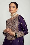 Buy_Pink City by Sarika_Purple Silk Chanderi Embroidery Sequin And Thread Kurta Sharara Set _Online_at_Aza_Fashions
