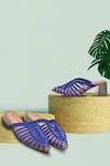 Buy_Sole House_Blue Woven Mule Heels_at_Aza_Fashions