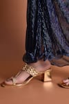 Buy_Sole House_Gold Woven Kolhapuri Heels_at_Aza_Fashions