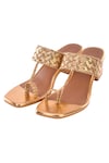 Sole House_Gold Woven Kolhapuri Heels_Online_at_Aza_Fashions