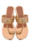 Shop_Sole House_Gold Woven Kolhapuri Flats_at_Aza_Fashions