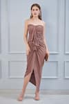 Buy_NA-KA_Beige Stretch Moss Crepe Sweetheart Neck Strapless Draped Dress _at_Aza_Fashions
