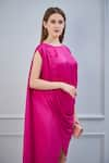 Shop_NA-KA_Pink Satin Boat Draped Dress _Online_at_Aza_Fashions