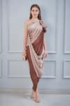 Buy_NA-KA_Brown Satin One Shoulder Gown _Online_at_Aza_Fashions