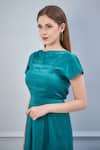Shop_NA-KA_Green Moss Satin Boat Pleated Gown_Online_at_Aza_Fashions