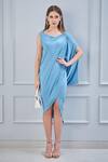 Buy_NA-KA_Blue Lycra Cowl Draped Dress _at_Aza_Fashions