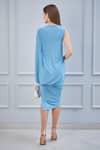 Shop_NA-KA_Blue Lycra Cowl Draped Dress _at_Aza_Fashions