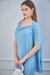 Shop_NA-KA_Blue Lycra Cowl Draped Dress _Online_at_Aza_Fashions