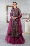 Buy_Talking Threads_Purple Indira Jacket Lehenga Set_at_Aza_Fashions