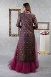 Shop_Talking Threads_Purple Indira Jacket Lehenga Set_at_Aza_Fashions