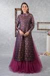 Talking Threads_Purple Indira Jacket Lehenga Set_Online_at_Aza_Fashions