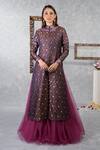 Buy_Talking Threads_Purple Indira Silk Brocade Jacket_at_Aza_Fashions