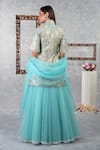 Shop_Talking Threads_Blue Jacket Brocade Silk Lehenga Butterfly Net Niloufer Kurta Set  _at_Aza_Fashions