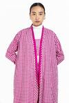 Shop_Three_Pink Handwoven Cotton Reversible Checkered Jacket_Online_at_Aza_Fashions