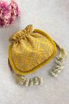 Buy_Amyra_Yellow Embroidery, Sequins Polti Bag_at_Aza_Fashions