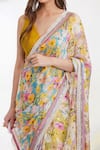 Devyani Mehrotra_Multi Color Viscose Satin Georgette Blouse Chanderi Printed Summer Saree _at_Aza_Fashions