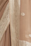 Shop_Pranay Baidya_Brown Georgette Woven Zari Saree  _Online_at_Aza_Fashions