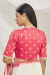 Shop_Pranay Baidya_Pink Dupion Embroidered Sequin Work V Neck Blouse _at_Aza_Fashions