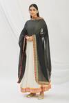 Buy_Aryavir Malhotra_Black Art Silk Chanderi Embroidered Gota Patti Work Tassel Dupatta _at_Aza_Fashions
