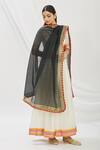 Aryavir Malhotra_Black Art Silk Chanderi Embroidered Gota Patti Work Tassel Dupatta _Online_at_Aza_Fashions