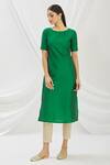 Buy_Aryavir Malhotra_Green Taffeta Round Neck Kurta _at_Aza_Fashions