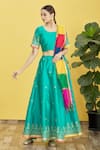 Buy_Nazaakat by Samara Singh_Green Floral Embroidered Lehenga Set _at_Aza_Fashions