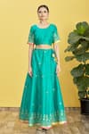 Nazaakat by Samara Singh_Green Floral Embroidered Lehenga Set _Online_at_Aza_Fashions