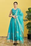 Buy_Nazaakat by Samara Singh_Blue Printed Silk Lehenga Set _at_Aza_Fashions