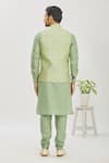 Shop_Arihant Rai Sinha_Green Jacquard Banarasi Silk Woven Floral Bundi And Kurta Set _at_Aza_Fashions