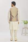 Shop_Arihant Rai Sinha_Beige Jacquard, Silk Embroidery Floral Woven Bundi And Kurta Set_at_Aza_Fashions