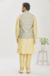 Shop_Arihant Rai Sinha_Green Art Banarasi Silk Printed Floral Bundi And Kurta Set _at_Aza_Fashions