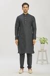 Arihant Rai Sinha_Beige Art Banarasi Silk Printed Floral Bundi _Online_at_Aza_Fashions