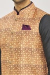 Shop_Arihant Rai Sinha_Beige Art Banarasi Silk Printed Floral Bundi _Online_at_Aza_Fashions