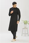 Buy_Vanshik_Black Georgette Floral Motif Self Embroidered Kurta Set _Online_at_Aza_Fashions